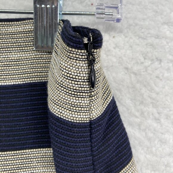 Ann Taylor Loft Womens A Line Skirt Size 4 Navy‎ Blue Stripe Above Knee Lined - Picture 2 of 9